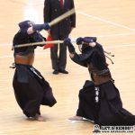 準々3、三股中学時代の同級生対決となった梅ヶ谷と田中芳(法政)の一戦は、延長で梅ヶ谷が面を決めて勝利。